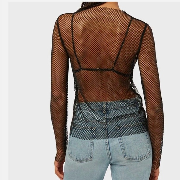 WeWoreWhat Black Mesh Mock Neck - Picture 7 of 8